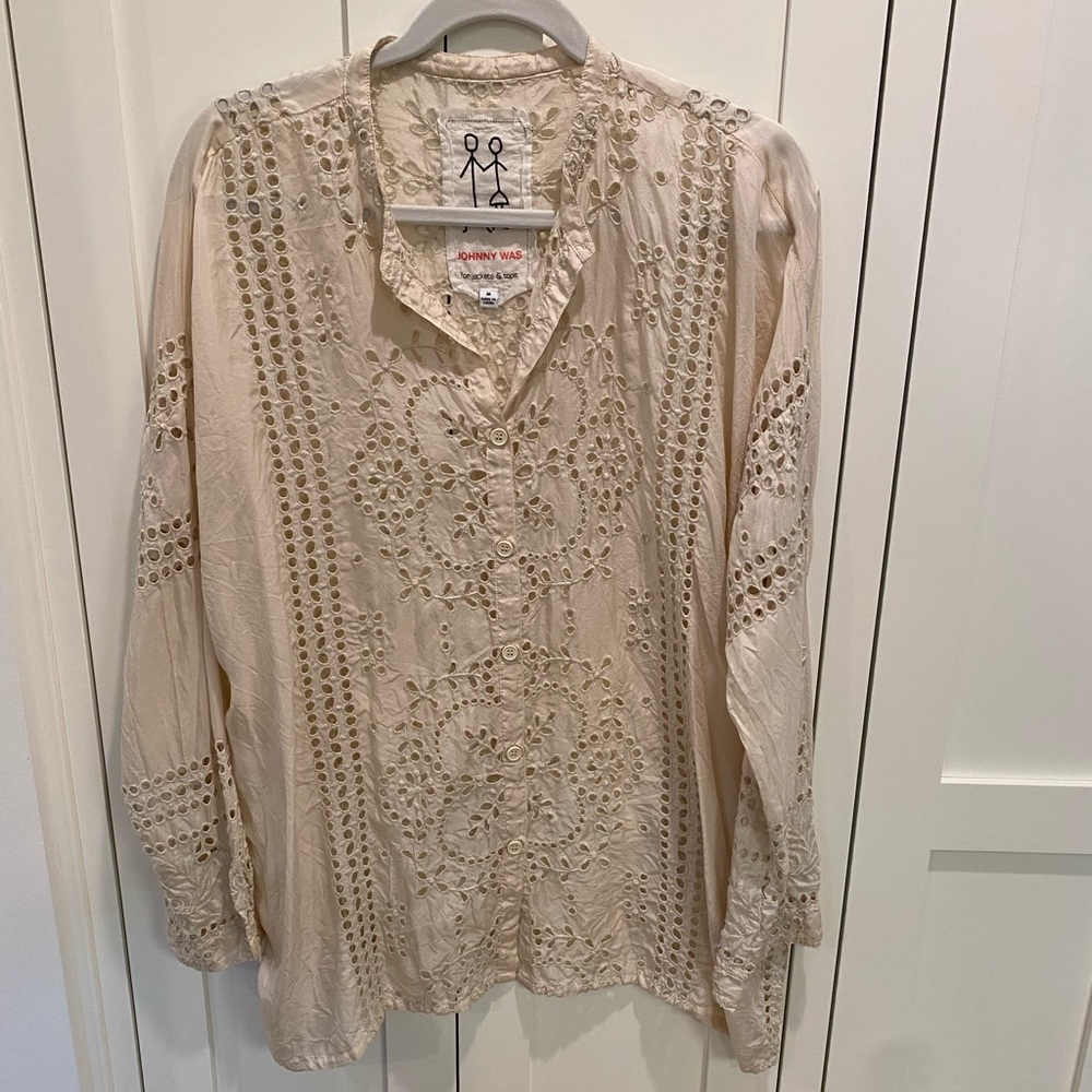 Johnny Was blouse, pair with jeans and booties